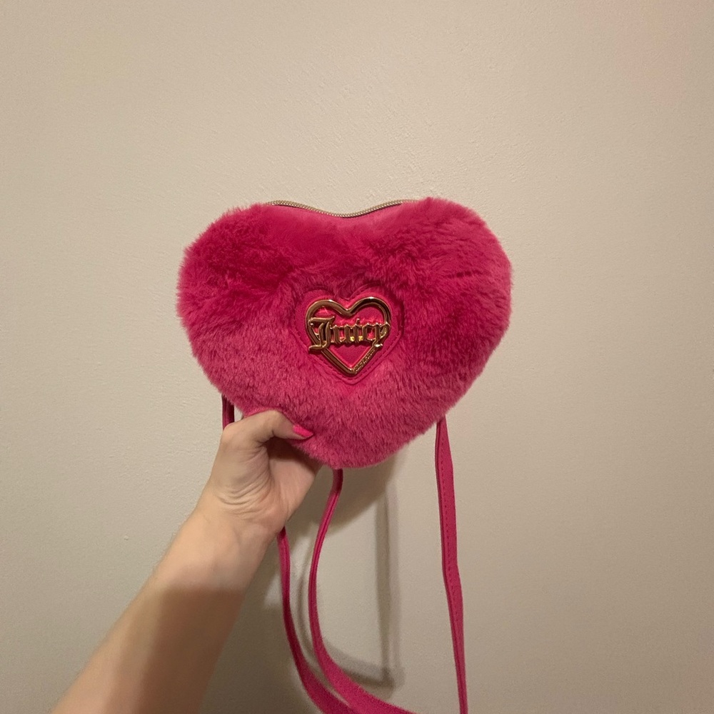 Juicy Couture Fuchsia Heart Furry Bag